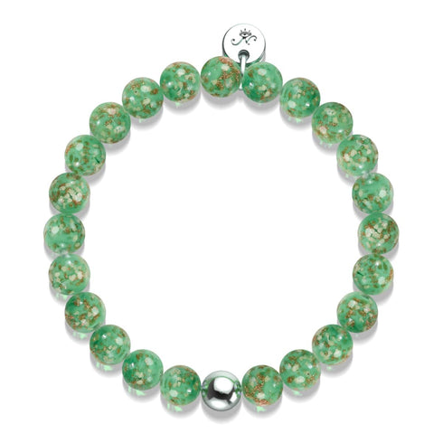 Kiwi | 925 Sterling Silber | Glühwürmchen-Glasarmband